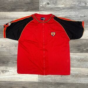 Vintage 90s Y2K Boss 89 Red Black Mens 2XL‎ Full Zip Mesh Baseball Jersey Skate